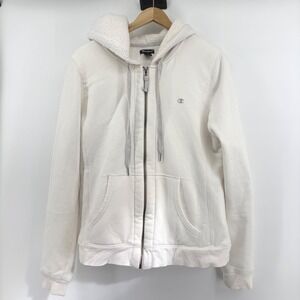 Champion Women Cream Sherpa Lined Full Zip Hoodie Sweatshirt L G